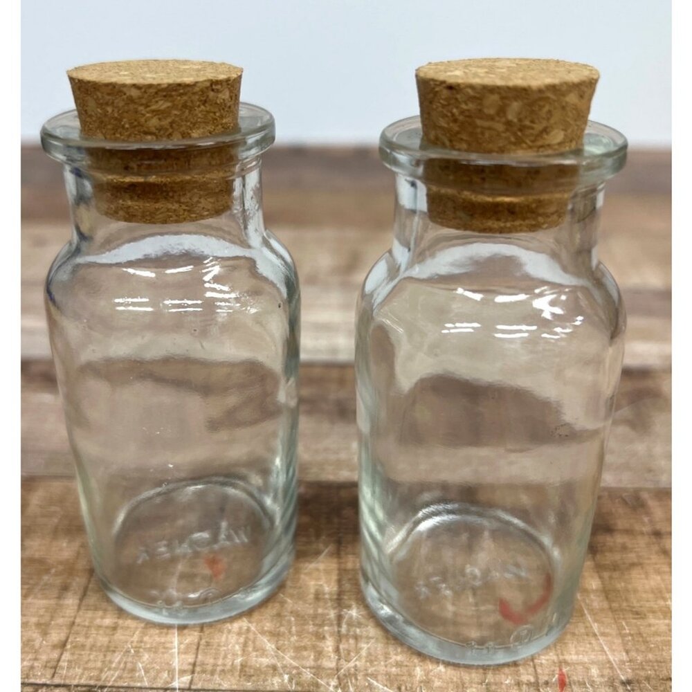 Wagner Glass Bottles With Cork Lids Set Of 2 - Clear